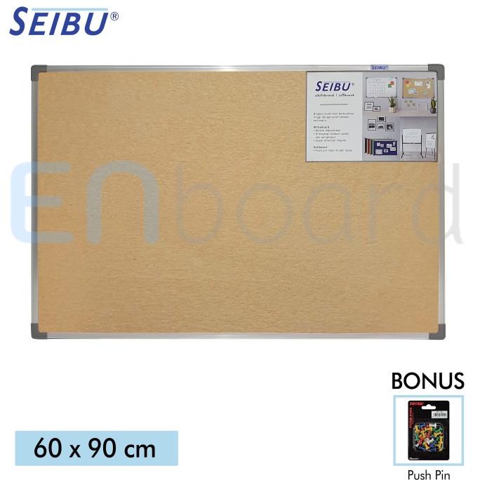 Softboard Cork Pin Board / Papan Mading Gantung Seibu 60 x 90 cm