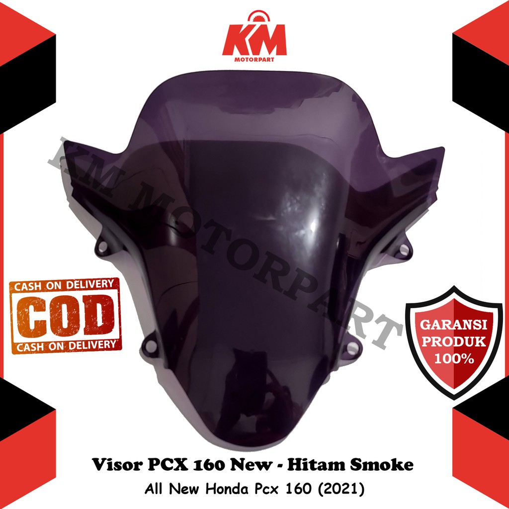 Visor Windshield PCX 160 New Variasi Tinggi 42,3 cm Tebal 3mm Hitam dan Bening