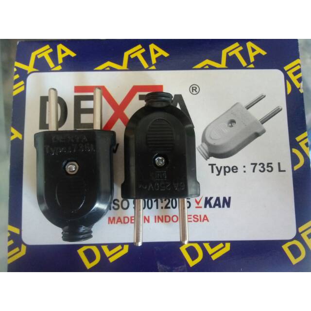 Steker Gepeng 1 Phase Hitam DEXTA (Standar SNI)