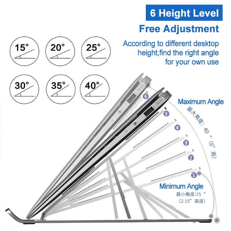 Dudukan Komputer/Braket Penambah Desktop Paduan Aluminium Laptop Pembuangan Panas Folding Stand Holder Laptop