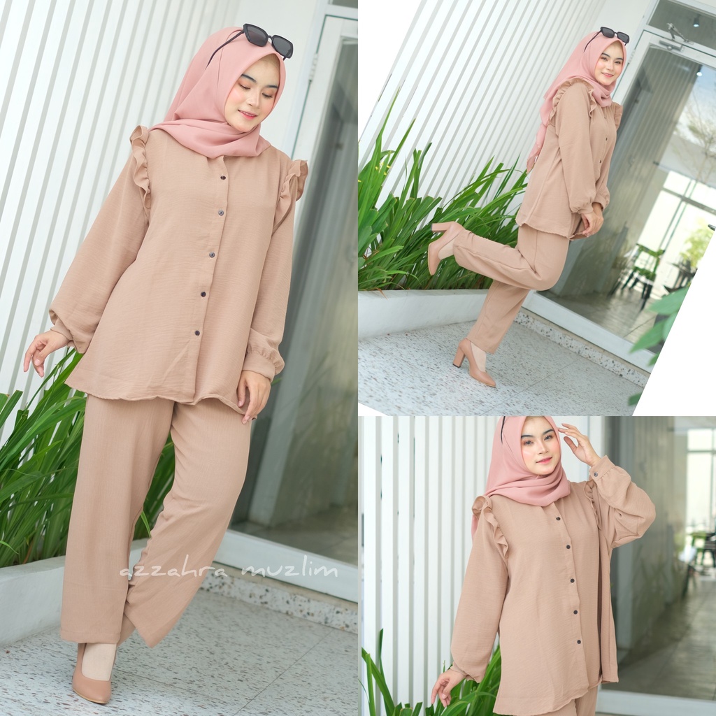 Slimpi Set Ld110 - SetCel Crinkle Airflow One Set Crinkle Jumbo Oversize Setelan Wanita  / R.6 - 326-6591