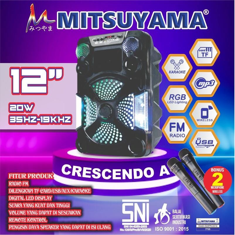 Speaker Aktif Portable Bass Woofer Bluetooth USB Karaoke - MITSUYAMA