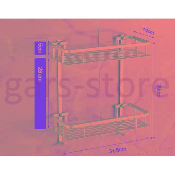 Rak multifungsi Dinding bahan Aluminium serbaguna - 2 susun