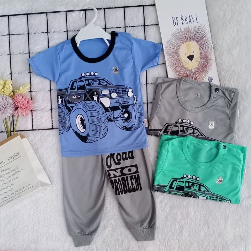 Set Kenzy Baby Mix Pendek Panjang Motif Road