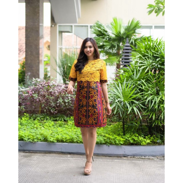 Dress Natal Batik Brokat | Dress Natal | Dress Berkualitas | All size | Dress Kondangan