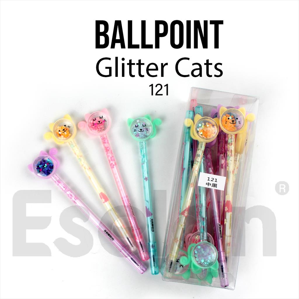 Pulpen Gel Glitter CAT 121 Bulpen Korea Fancy Kucing Lucu Karakter Promo Grosir Bisa Cod