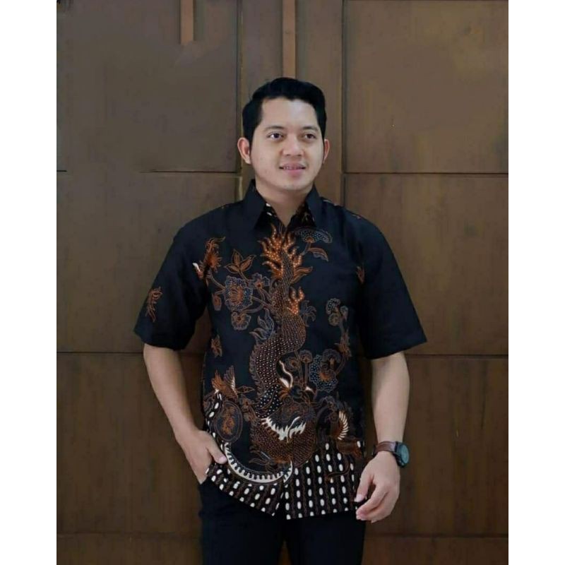 SIZE M L XL XXL XXXL BSWART Batik HRB026 Kenongo Hem Pendek Padi Pekalongan M L XL Batik Pria MURAH