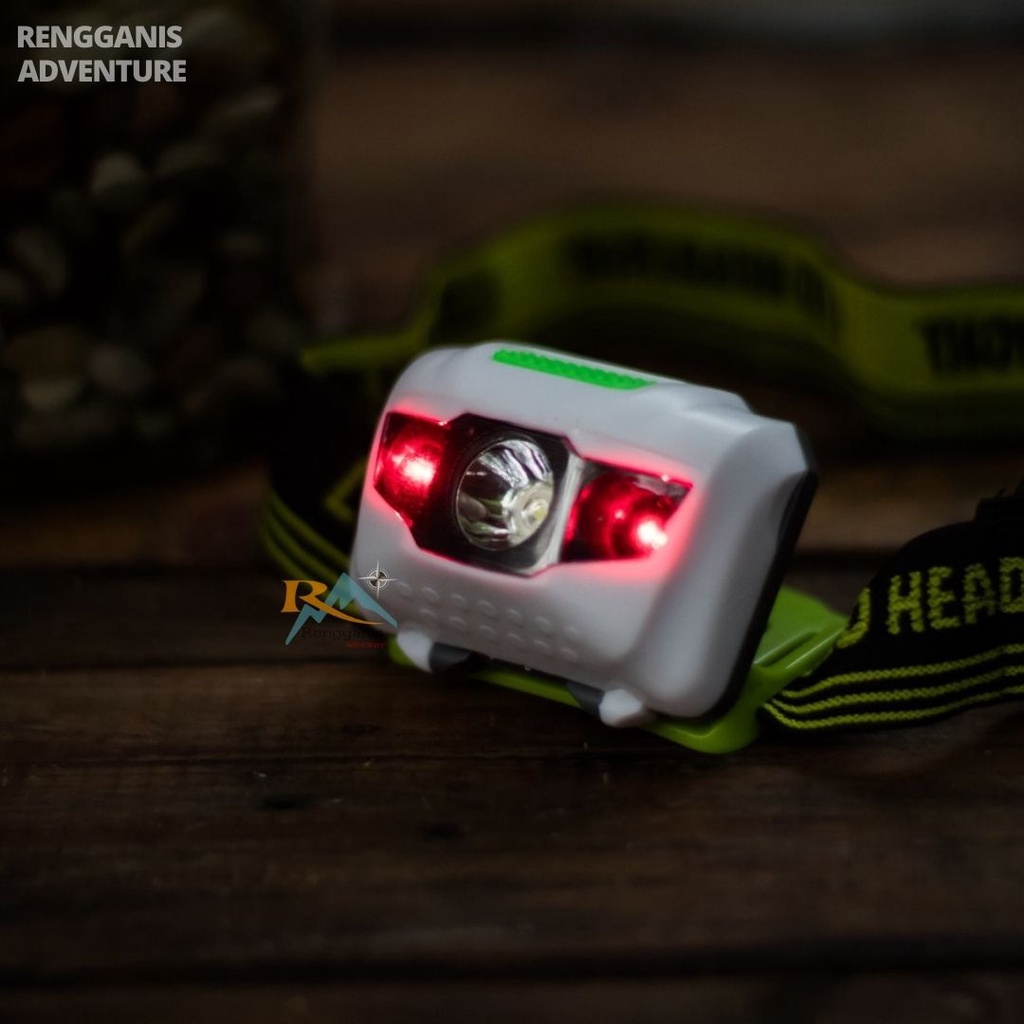 Headlamp Mitsuyama Batre AAA Senter Kepala Mata Kucing Baterai Hiking