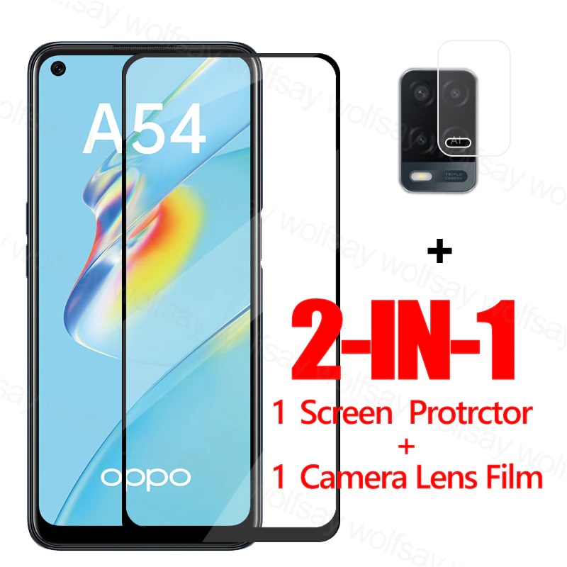 Oppo A54 PAKET 2in1 Tempered Glass CAMERA LENS Anti Gores Hp Layar Kamera Oppo A54