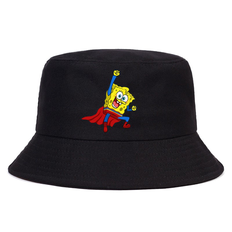 Topi bucket Motif Print Anime SpongeBob Squarepants Untuk Pria Dan Wanita