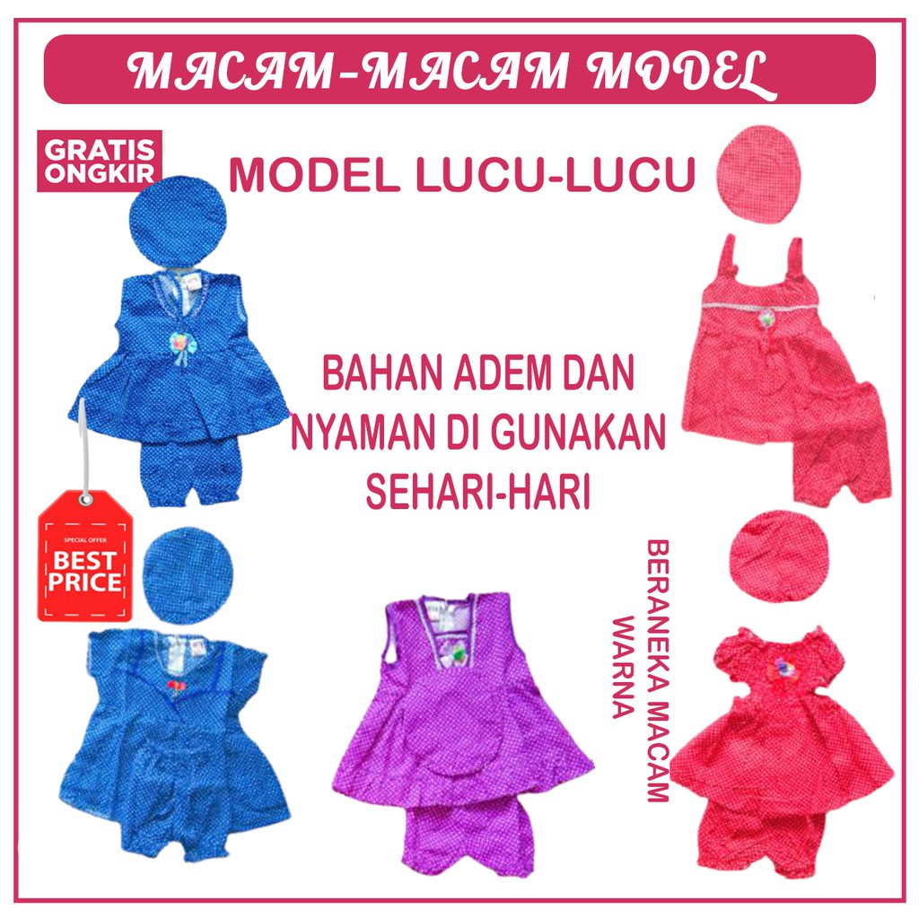 SETELAN KATUN BAYI TOPI/DRESS ANAK / SETELAN BAJU ANAK / SETELAN DRESS ANAK BAYI / SETELAN ANAK LUCU