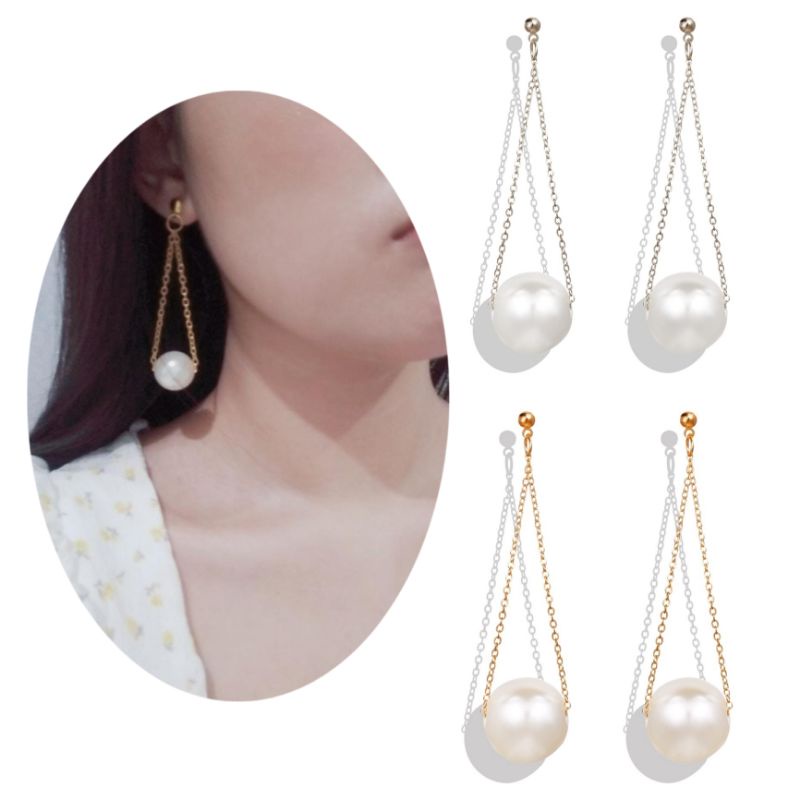 Franda Big Pearl Korean Stud Earrings Anting Tusuk Mutiara Besar Korea