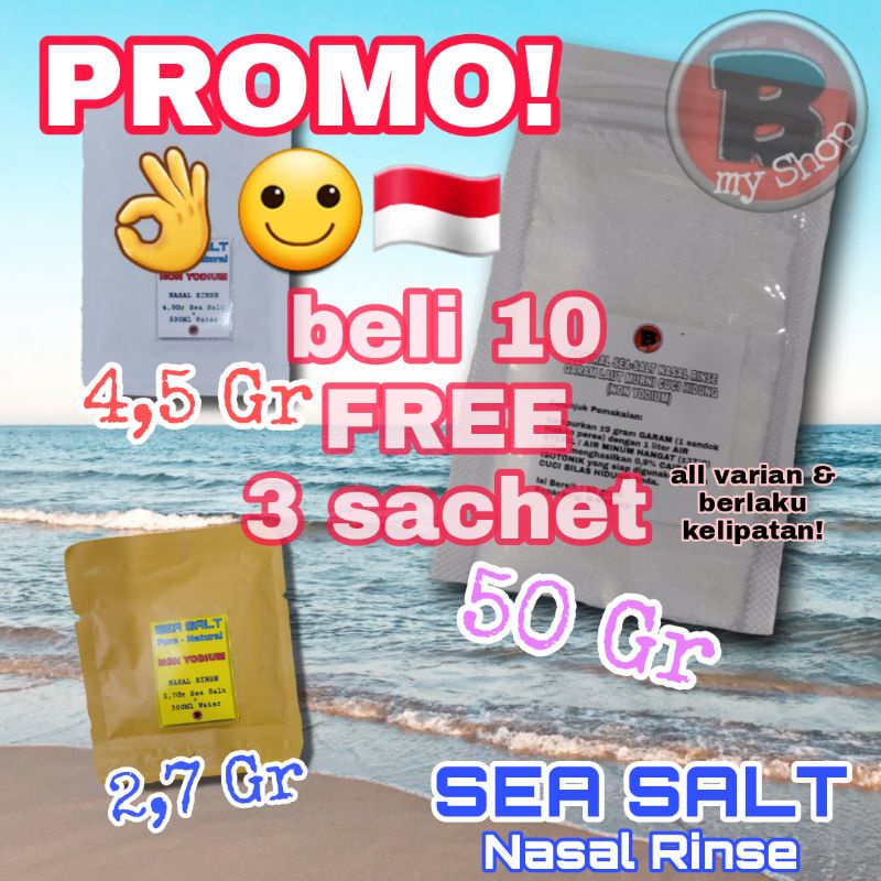 GARAM CUCI HIDUNG - beli 10 FREE 3 - NASAL RINSE - NATURAL SEA SALT NON YODIUM