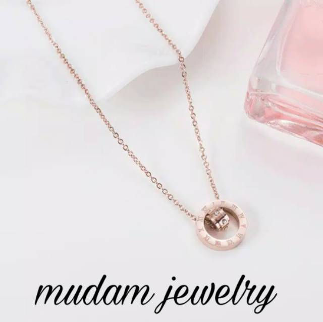 Kalung Bulgr Ring Titanium Rose Gold, Gold dan Silver