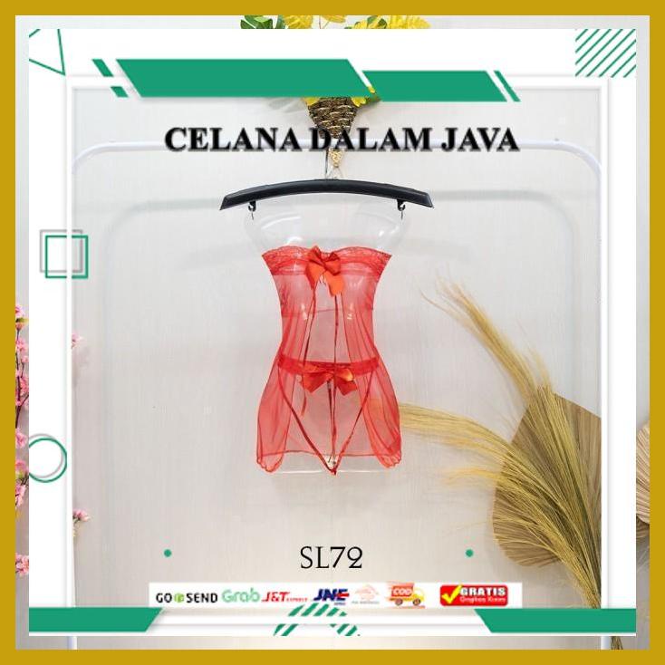HOT SALE SEXY LINGERIE BAJU TIDUR WANITA DEWASA SLEEPWEAR TRANSPARAN MERAH SL72 ASLI IMPORT 