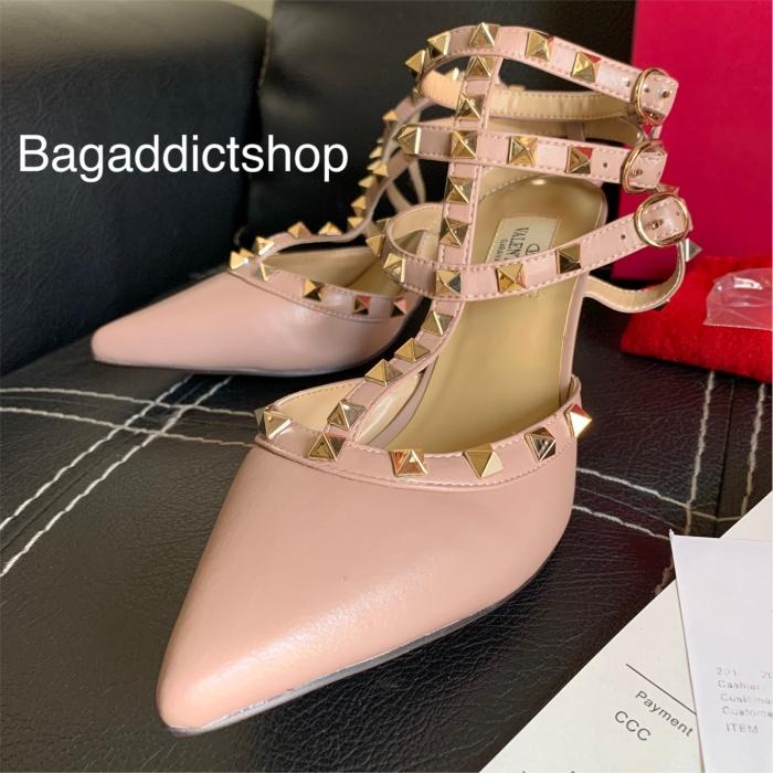 Sepatu Valentino Rockstud Strap Heels Poudre 36 37 38 39 40 Mirror VIP