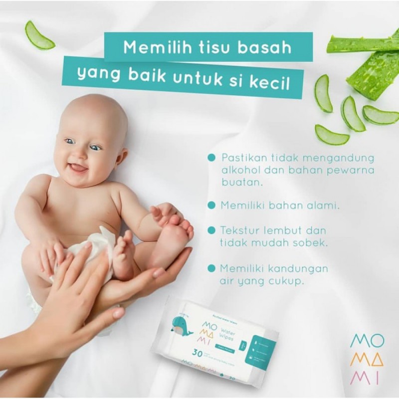 Momami Water Baby Wipes 30 Sheet Tisu Basah Melon Flavour PROMO 6 Pack