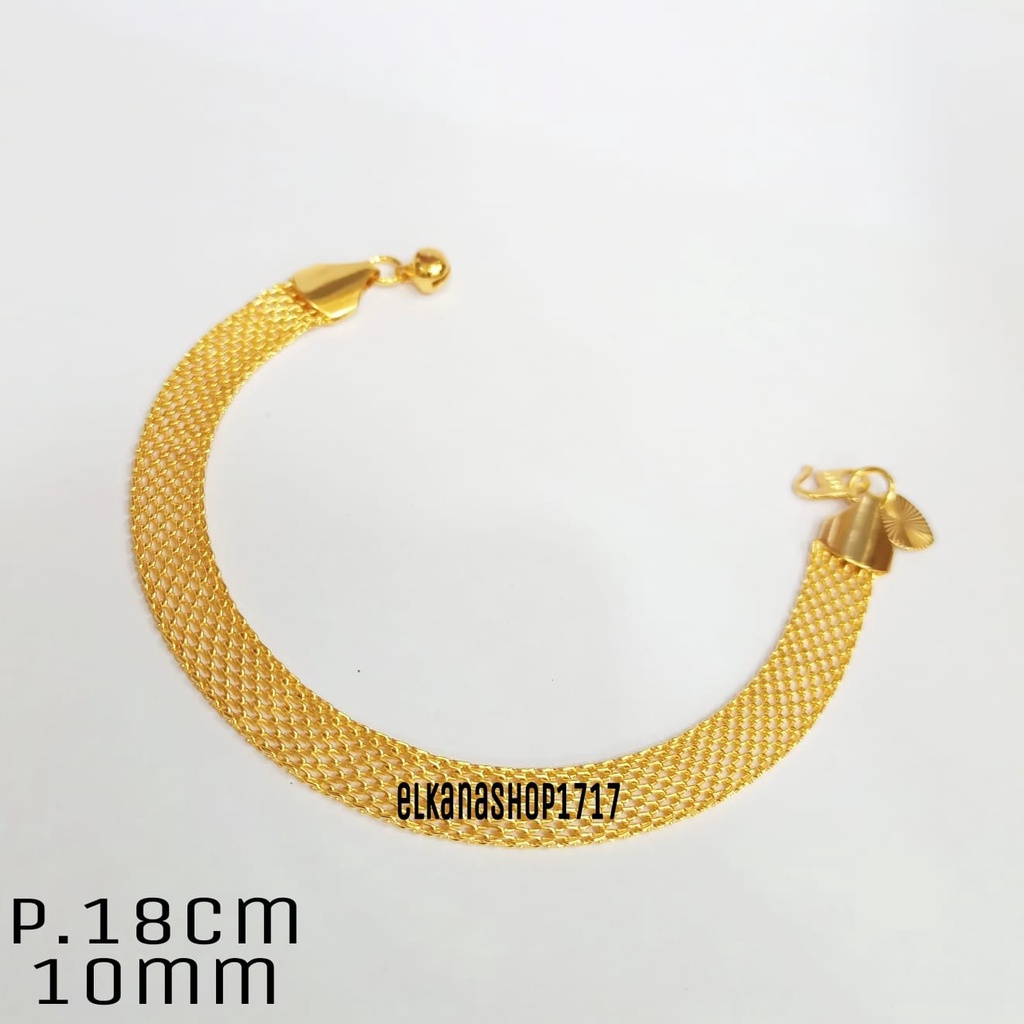 Gelang Dewasa Motif Tikar TIPIS HALUS 10MM Perhiasan Wanita Trending Anti Karat