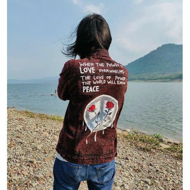 

TJ.CLOTH denim painting piece n love