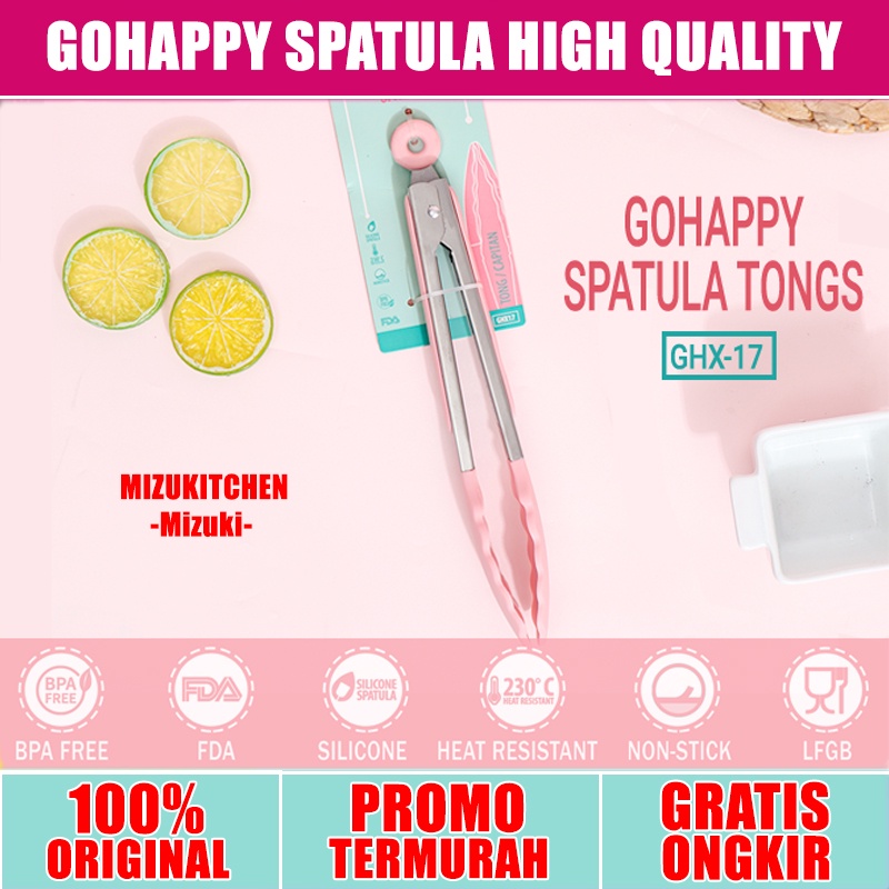 GOHAPPY FOOD TONG SILIKON BESAR Super Utensils Pencapit GHX17 Capitan - Spatula Penjepit Makanan Silicone tidak menggores panci