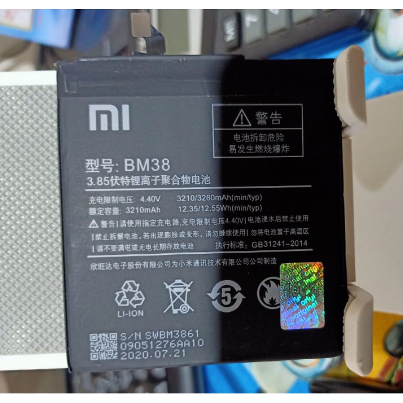 Baterai Redmi Mi4S Mi 4S BM38 Battery Batre Original