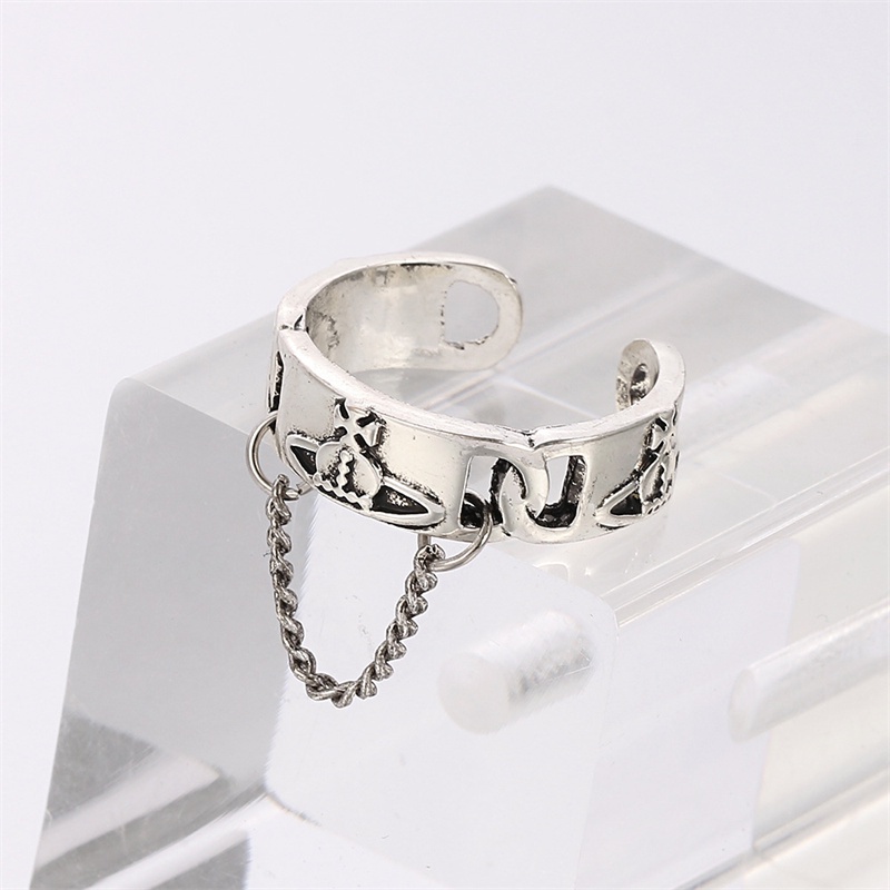 [ Fashion Simple Saturn Chain Ring Adjustable Open Rings Finger Ring Gifts Jewelry For Girl Friends ]