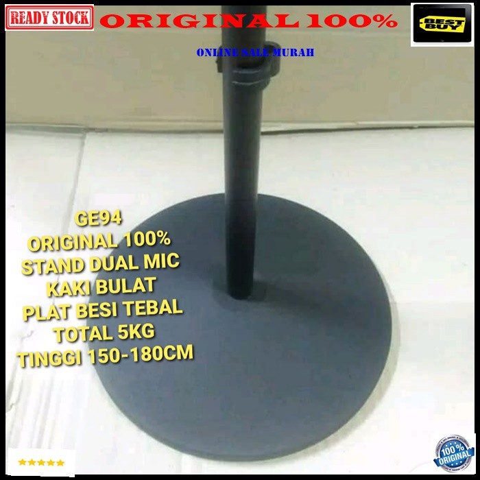 G94 Original 100% stand mic tiang mik kaki bulat plat besi tripod holder microphone tempat mikrophone gantungan karaoke BUNDAR gantungan pegangang studio audio sound system profesional pro G94   STAND MIC KAKI BULAT PLAT BESI  BISA SEGALA JENIS MIC  BERAT