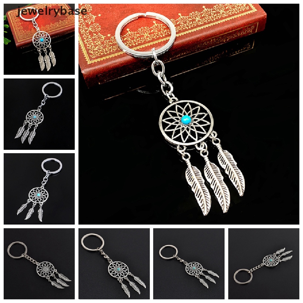 Gantungan Kunci Desain Dream Catcher Bahan Metal Warna Silver