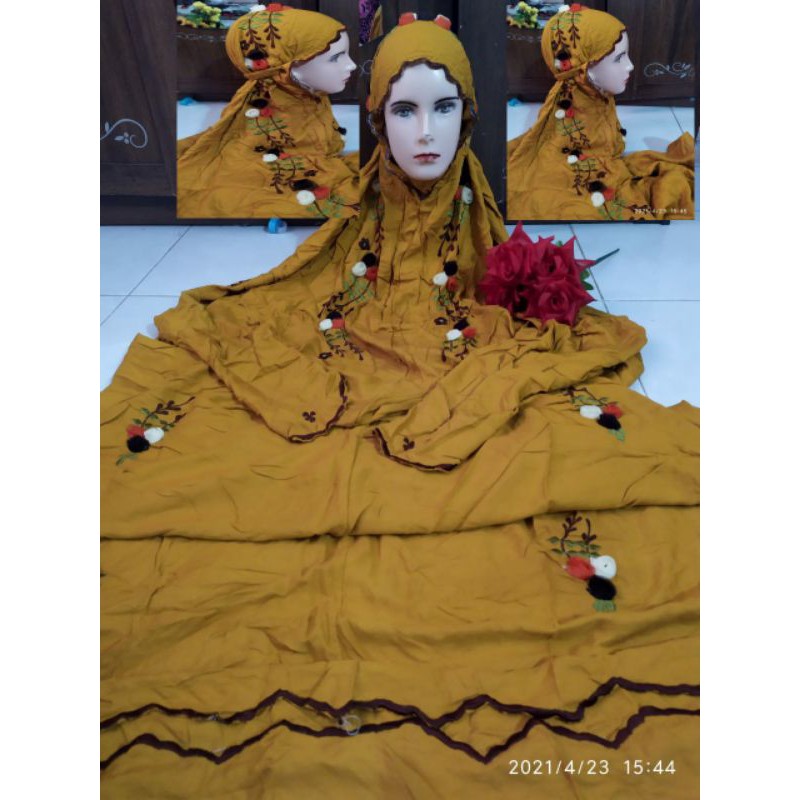 mukena rayon premium dewasa, bordil rambat depan tile