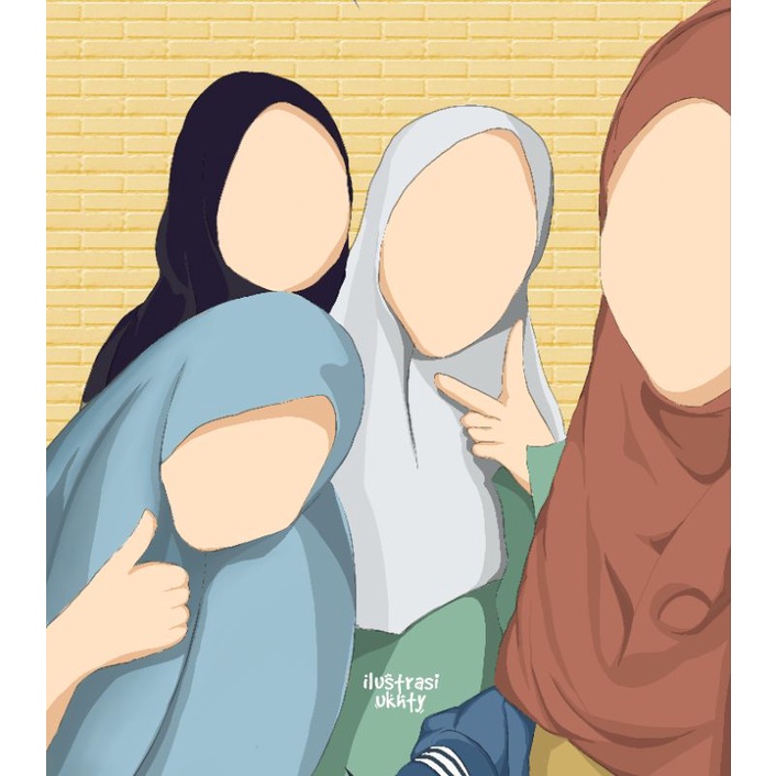 Ilustrasi custom wajah syari/faceless art/half body/kado