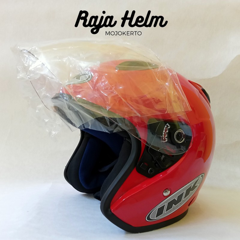 Helm INK KW Model Centro Warna Merah Ferrari Glosy Free Packing Kardus Helem Motor Double Visor SNI