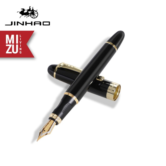 

NEW JINHAO X450 Roller Ballpoint / Fountain Pen 18K Gold-Plated Nib - Hitam, FOUNTAIN PEN M