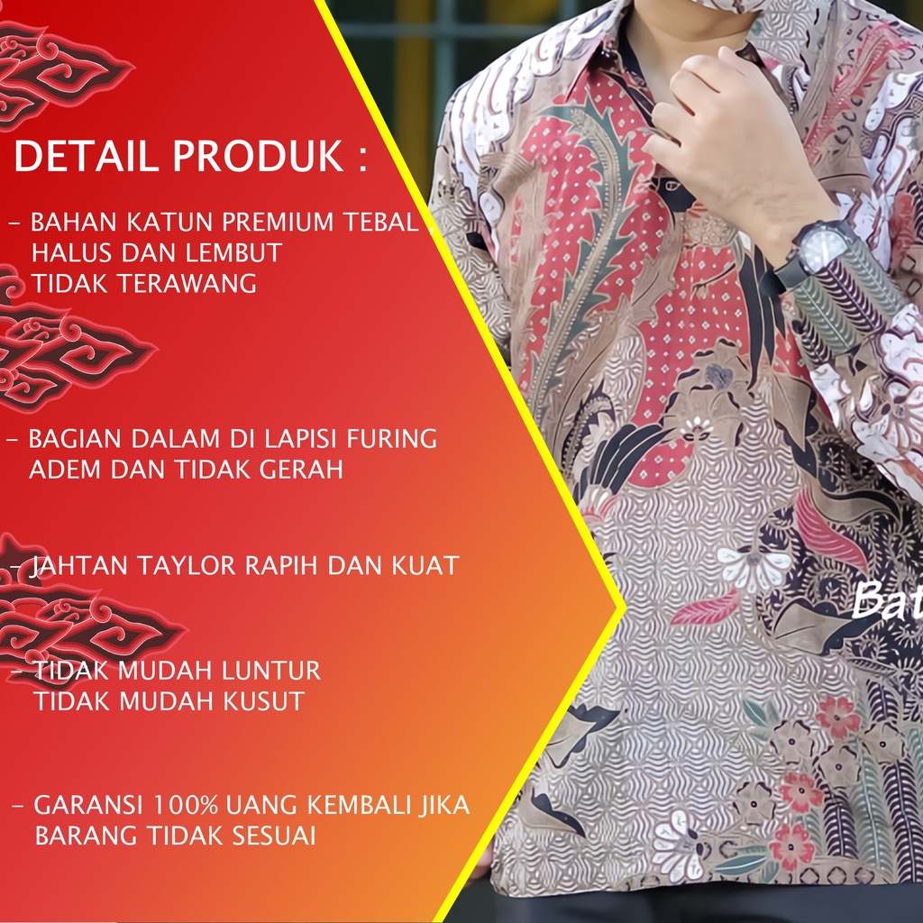 KEMEJA BATIK PRIA LENGAN PANJANG PREMIUM REGULAR KANTOR MODERN BATIK ALUNA PCW 011