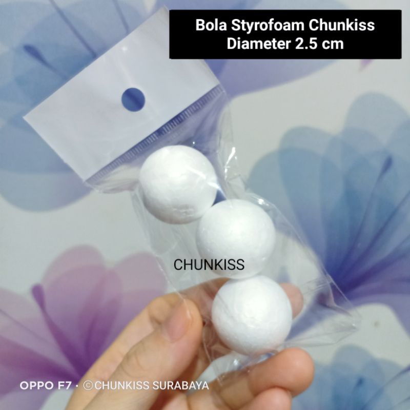 BOLA STYROFOAM UNTUK HIASAN KUE - DIAMETER 1,5 CM DAN 2,5 CM