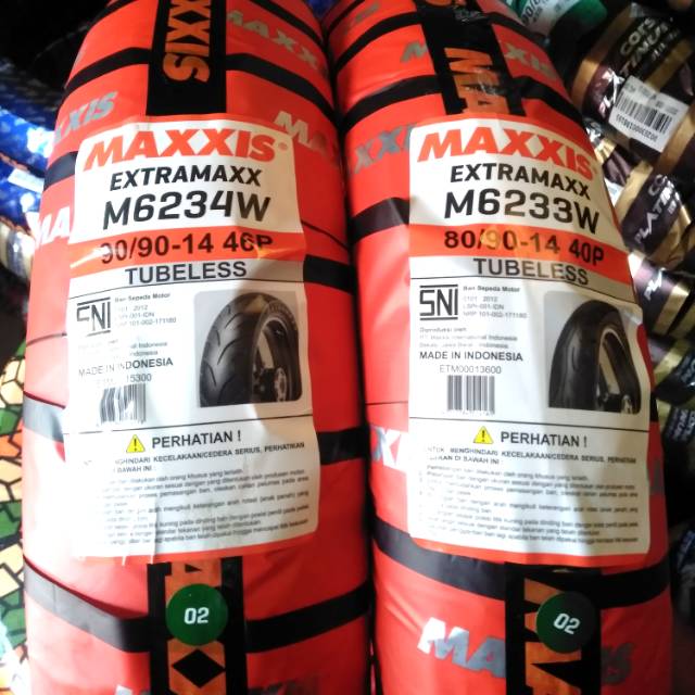 Paket ban tubles matic maxxis extramaxx UK.80/90+90/90.14 free pentil