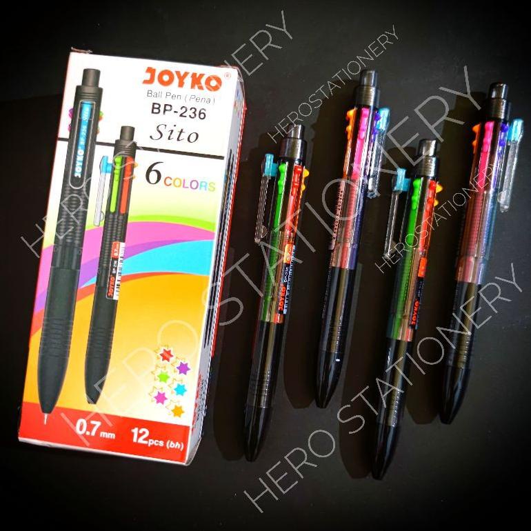 

Pen pulpen ballpen joyko sito 6 warna BP-236 . 12 unit