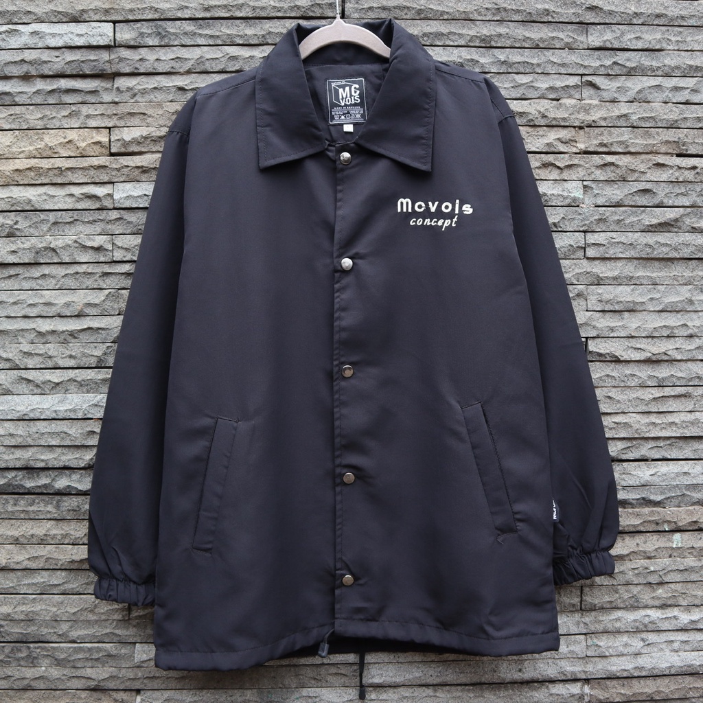 Jaket Coach Winbreaker Mcvois Jaket Pria Taslan Anti Air Premium-Coach Hitam