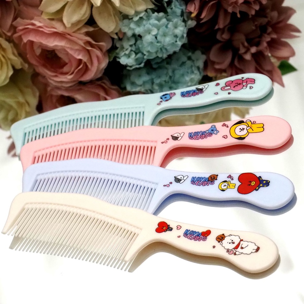 Sisir Gagang Karakter BT21 Sisir Rambut Rapat Lurus Motif Karakter BTS Korea Lucu Warna Warni