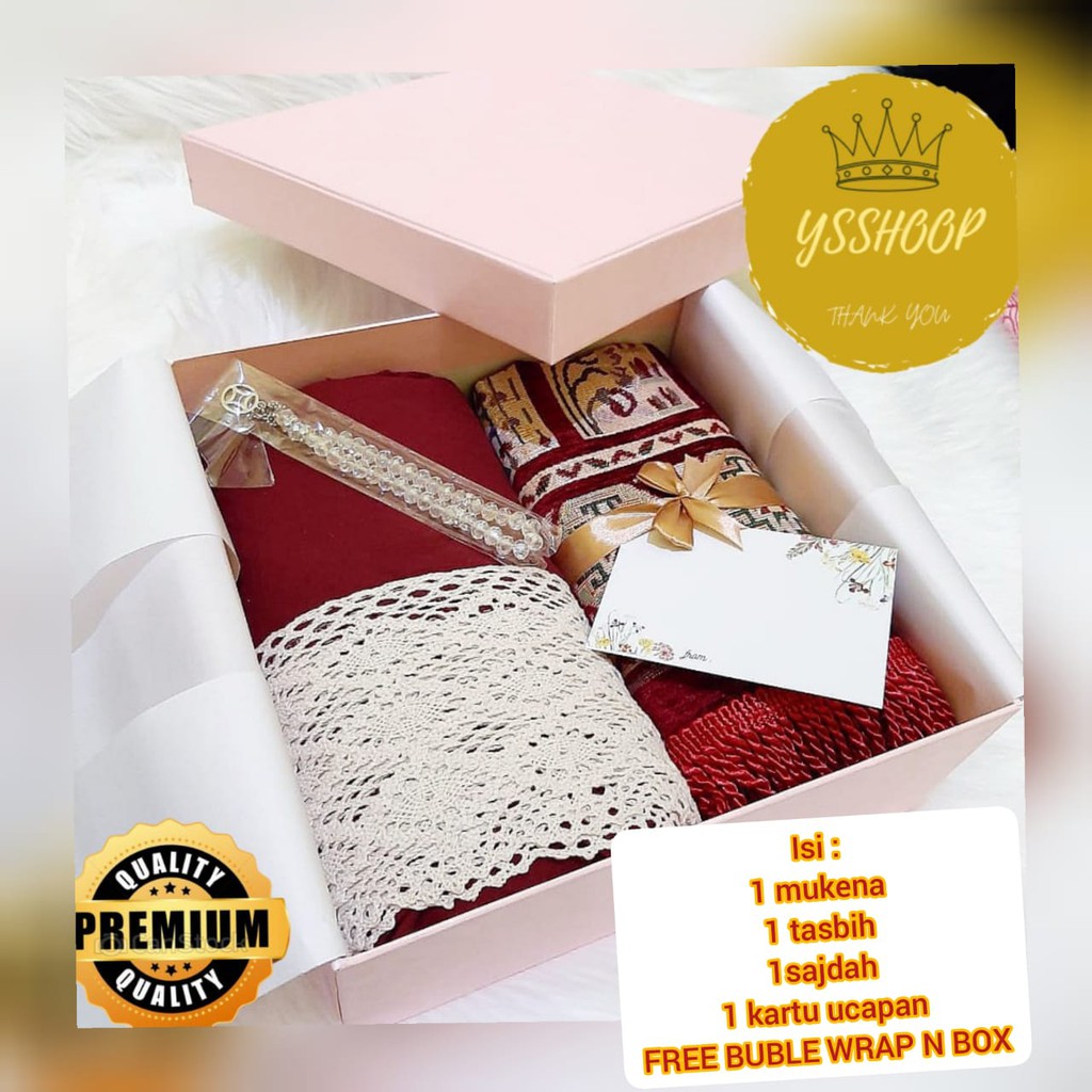 

Kado Pernikahan mukena PAKET HARD BOX B MUKENA PREMIUM/ Hadiah anniversary / hadiah pernikahan / wedding gift/hadiah pacar