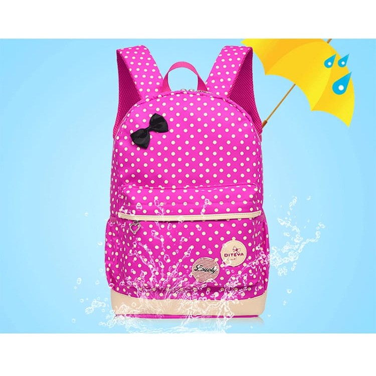 TAS RANSEL BERANAK SET 3IN1 MODEL PITA POLKA COCOK UNTUK SEKOLAH ANAK