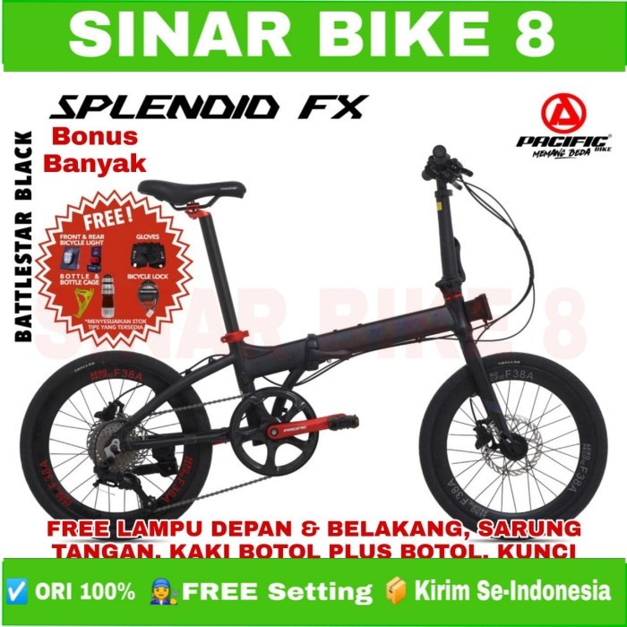 Sepeda Lipat Ukuran 20 Inch PACIFIC SPLENDID FX Alloy 9 Speed Rem Hidrolik