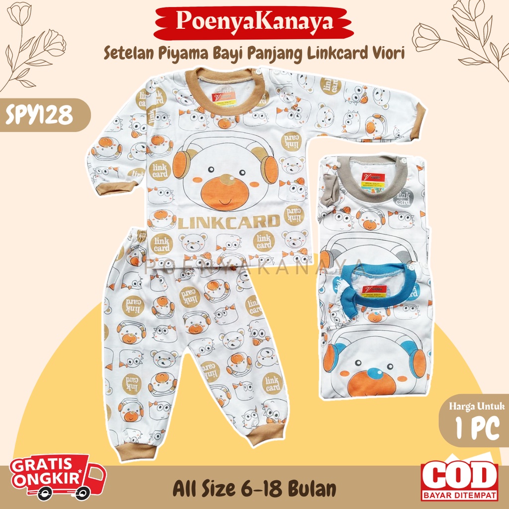 Setelan Baju Bayi Piyama Bayi Panjang LINKCARD Viori 6-18 Bulan SPY128