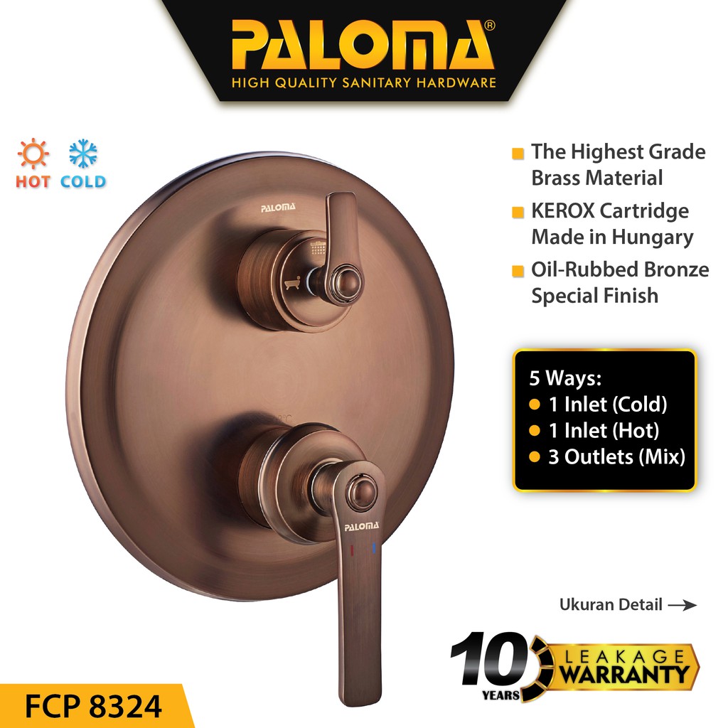 PALOMA FCP 8324 Keran Mixer 5 Lubang Tanam Dinding Tembok Kran Air