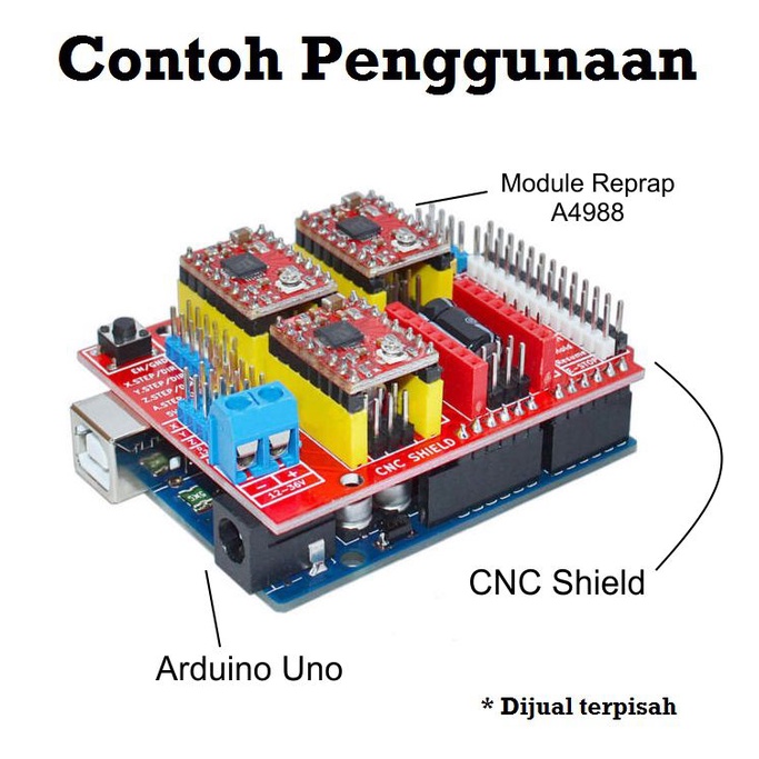 [HAEBOT] RepRap Motor Driver A4988 Module CNC Shield Arduinoo 3D Printer Pengendali Stepper 1/16 Mikrostepping 35V 1A Heatsink Pengontrol 1 pcs