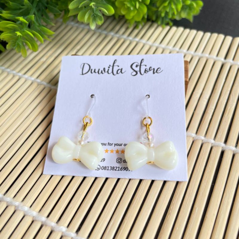 HANDMADE ANTING ANAK/DEWASA KAITAN PLASTIK MOTIF PITA(GOLD)