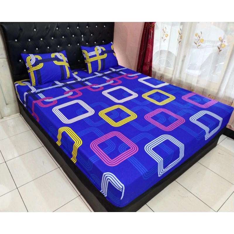 Sprei Homemade Polos160x200 Seprai Polos Embos 160X200 Murah Sprei Homemade Karakter Motif Kotak Hitam Aesthetic Murah Katun Halus adem Tidak Luntur Size No. 2 Queen