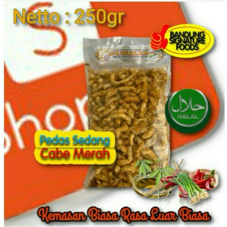 

250g Gurilem Mantap Khas Bandung - Rasa Pedas Sedang Cabe MERAH