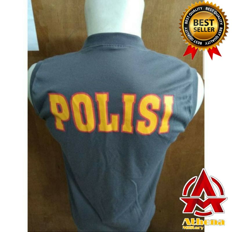 Kaos oblong Polisi tribrata abu lengan buntung leher tinggi belakang polisi|Kaos dalaman polisi