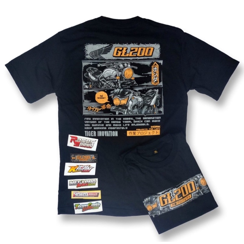 Kaos GL200 Original Free 5 stiker, kaos Herex, kaos Honda, kaos