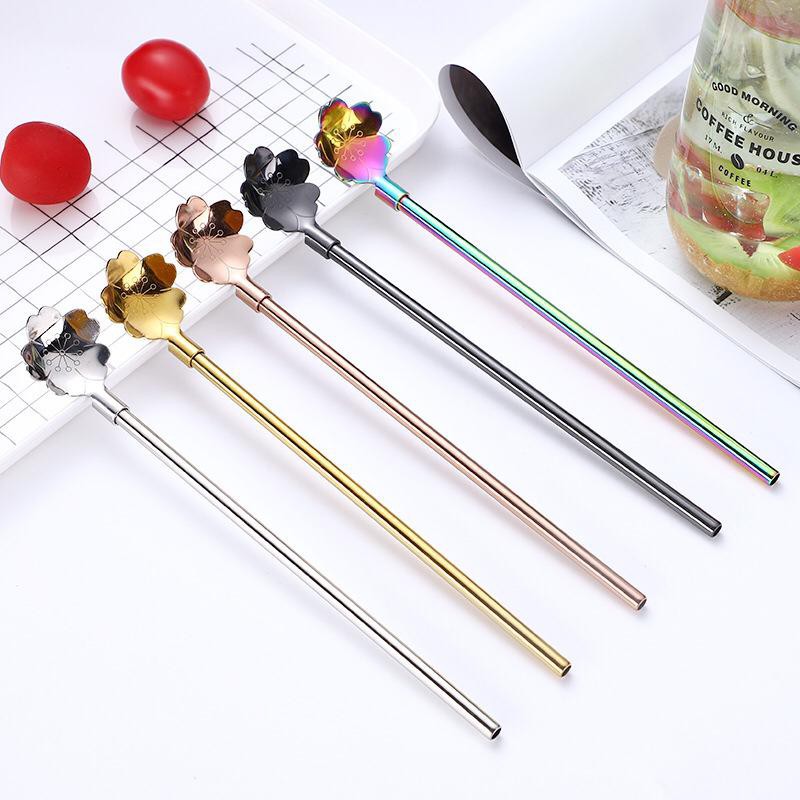 2in1 Pipet Stainless sekaligus Spoon Motif Cherry Blossom.